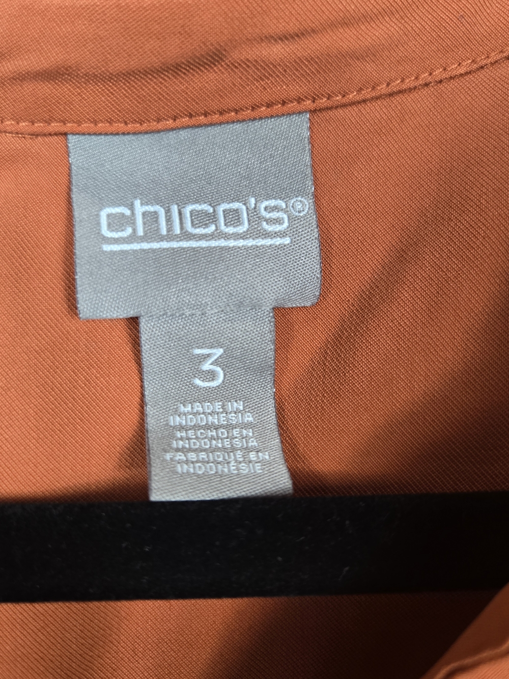 Chico's Rust Orange Utility Button Front Roll Tab Shirt Size 3 XL - Picture 2 of 7